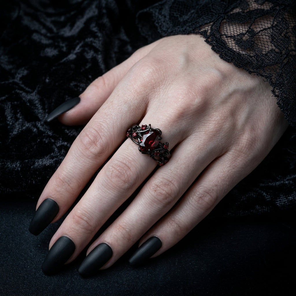 Crimson Oval Statement Ring