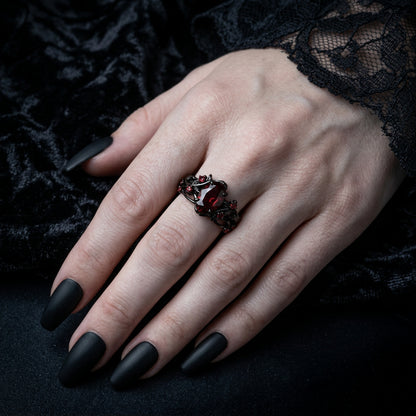 Crimson Oval Statement Ring