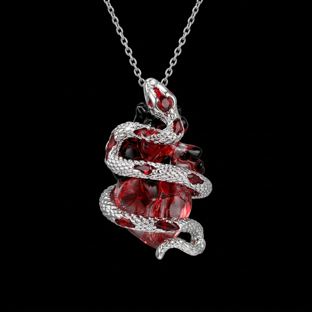 Crimson Heart Serpent Pendant