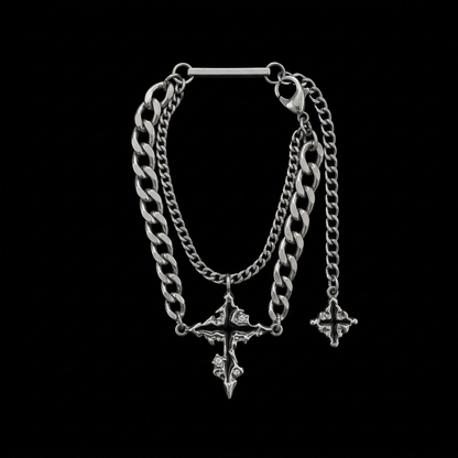 Silver-Tone Layered Cross Chain Bracelet