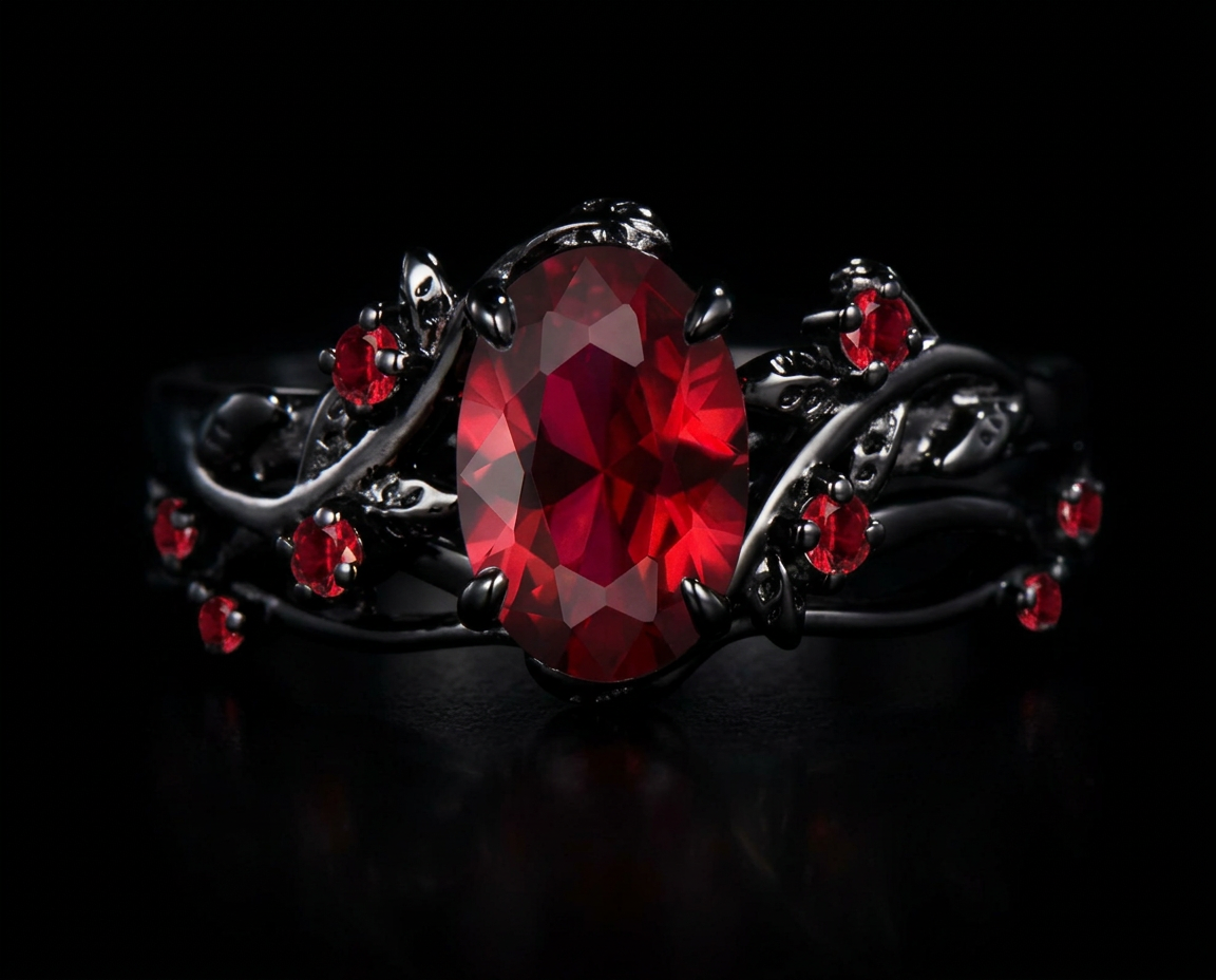 Crimson Oval Statement Ring