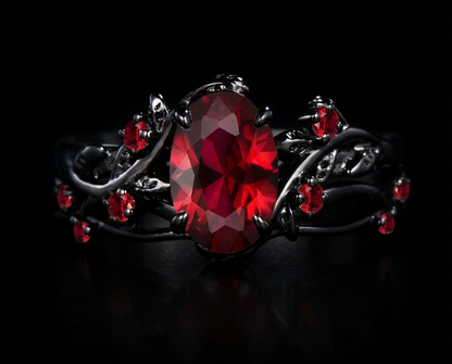 Crimson Oval Statement Ring