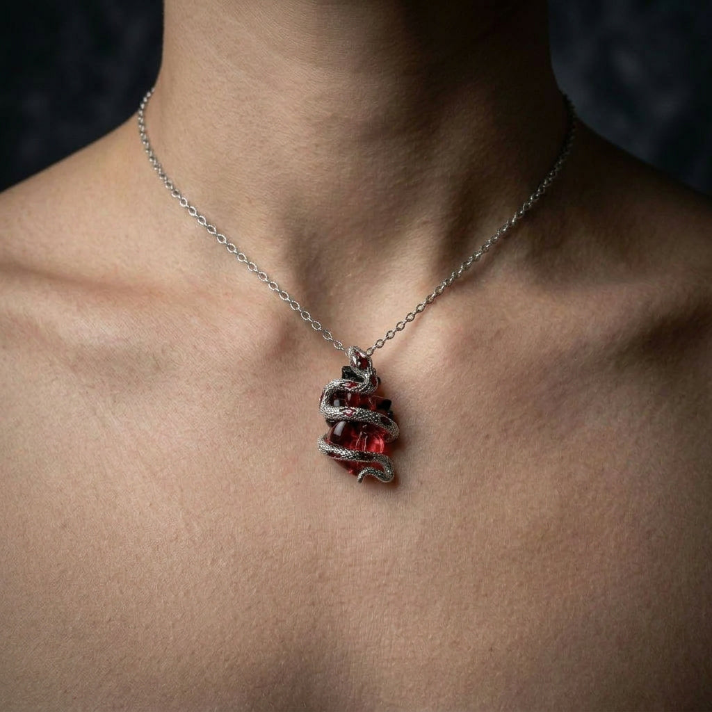 Crimson Heart Serpent Pendant
